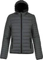 LADIES' LIGHTWEIGHT HOODED PADDED JACKET Marl Dark Grey